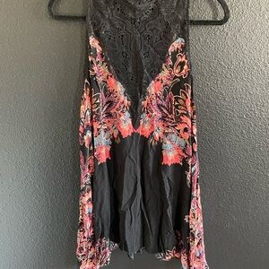 Free People Black and Pink Lace Dress
